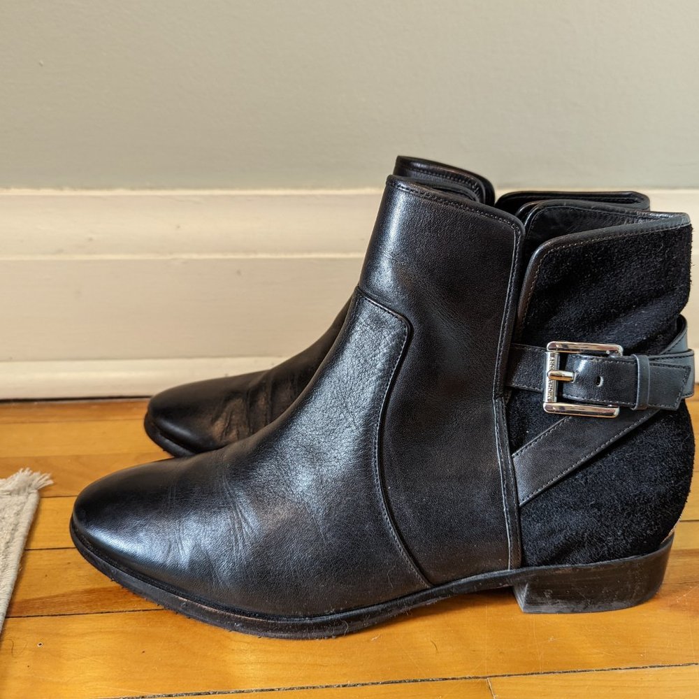 Michael Kors strappy black leather booties